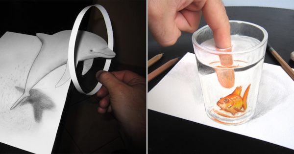 Με εργαλείο ένα απλό μολύβι, φτιάχνει απίθανα 3D σχέδια